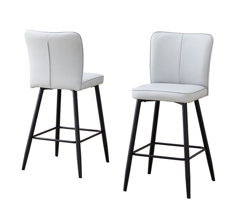 Lot De 2 Tabourets De Bar Modernes 101 Cm, Assise En Pu Gris Clair, Dossier Ergonomique