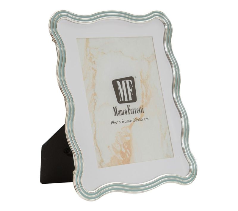 Cadre Photo Décoratif Bleu Clair Effet Sable 20x25 Cm En Zinc Et Verre – Style Naturel Et Moderne