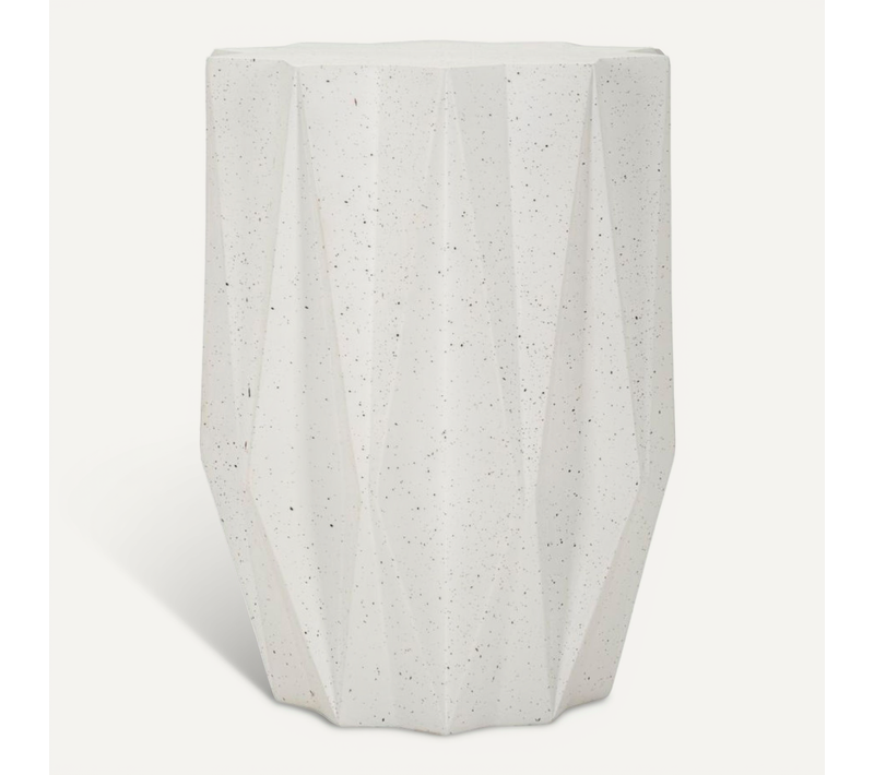 Bout De Canapé Star D. 38,5 Cm Crème Effet Pierre Mgo Au Design Sculptural Moderne