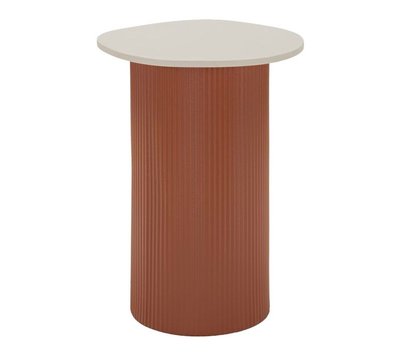 Bout De Canapé Moderne 37x35x53 Cm Métal Et Marbre Artificiel Rouge/blanc Design Élégant