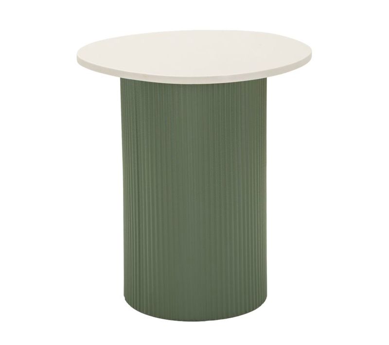 Bout De Canapé Moderne 42x40x45 Cm Métal Et Marbre Artificiel Vert/blanc Design Raffiné