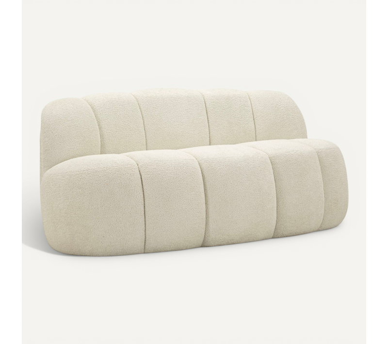 Canapé 2 Places Blanc Design Sculptural, Volumes Enveloppants, Style Moderne Lumineux 145 Cm