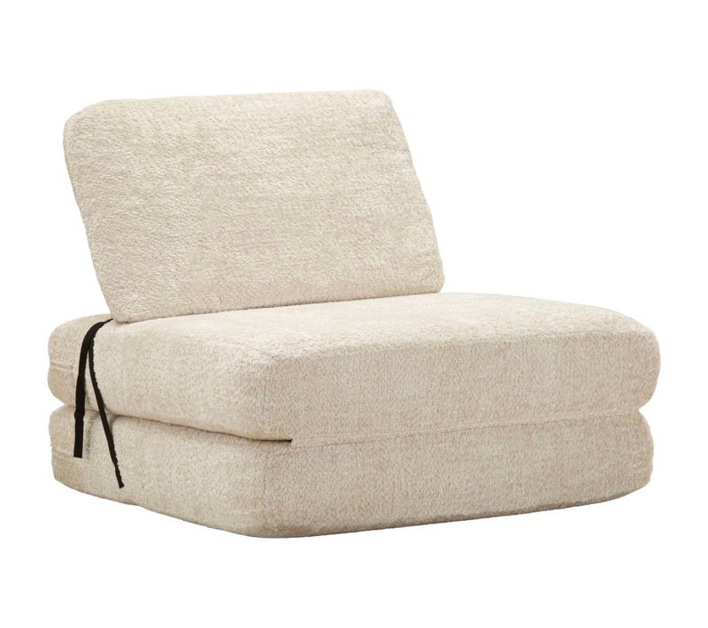 Chauffeuse Blanc Faster Bianco 80x100 Cm En Bouclé, Design Moderne Et Confort Modulable