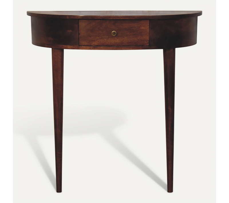 Console Murale En Bois Massif Châtaignier Sans Dossier, 1 Tiroir, Style Nordique Foncé
