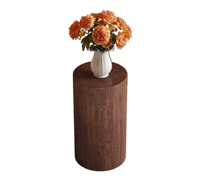 Bout De Canapé Ronde En Mdf Effet Noyer – Design Minimaliste Élégant Pour Salon, D. 30 cm, H 55 cm