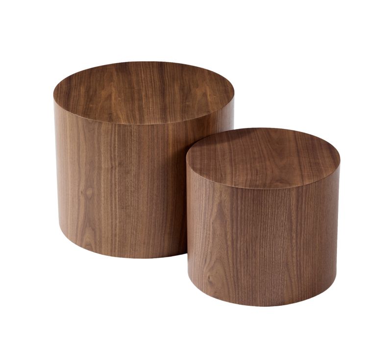 Ensemble De 2 Bout De Canapé Gigognes Modulables – Noyer, Chêne Ou Blanc, D.48x38 + D.38x32 cm