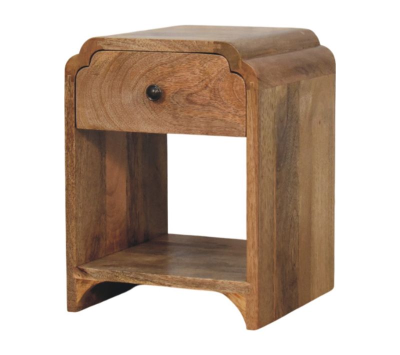 Table De Chevet En Bois Massif Newton, Finition Oak-ish, 1 Tiroir Et 1 étagère, Marron