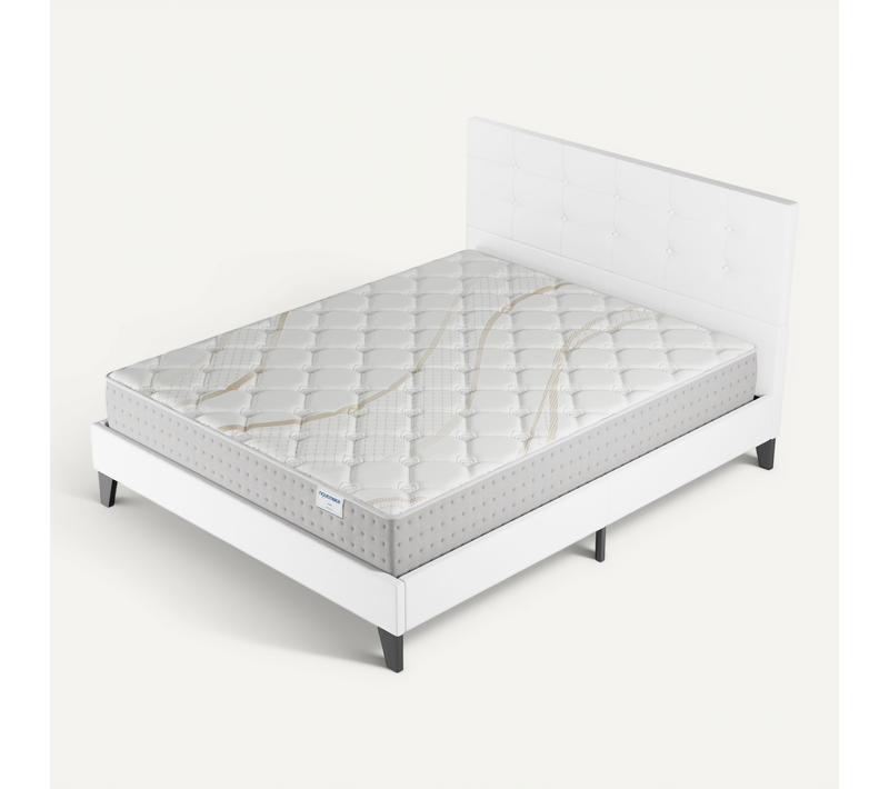 Ensemble 160x200 cm, lit avec tête de lit + matelas ressorts ensachés, ép.25cm accueil mousse HR
