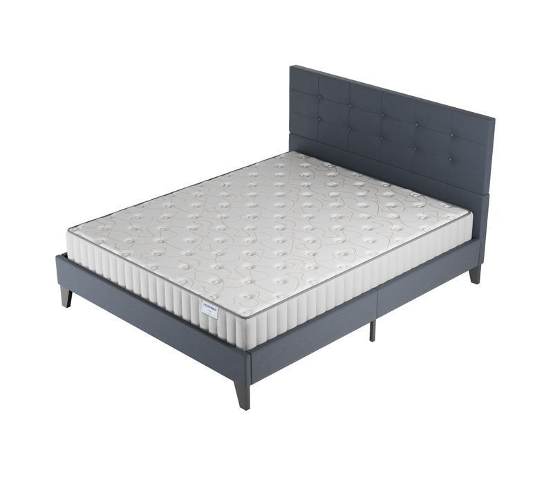 Ensemble 140x190 cm, lit avec tête de lit + matelas mousse ép.16cm à mémoire de forme