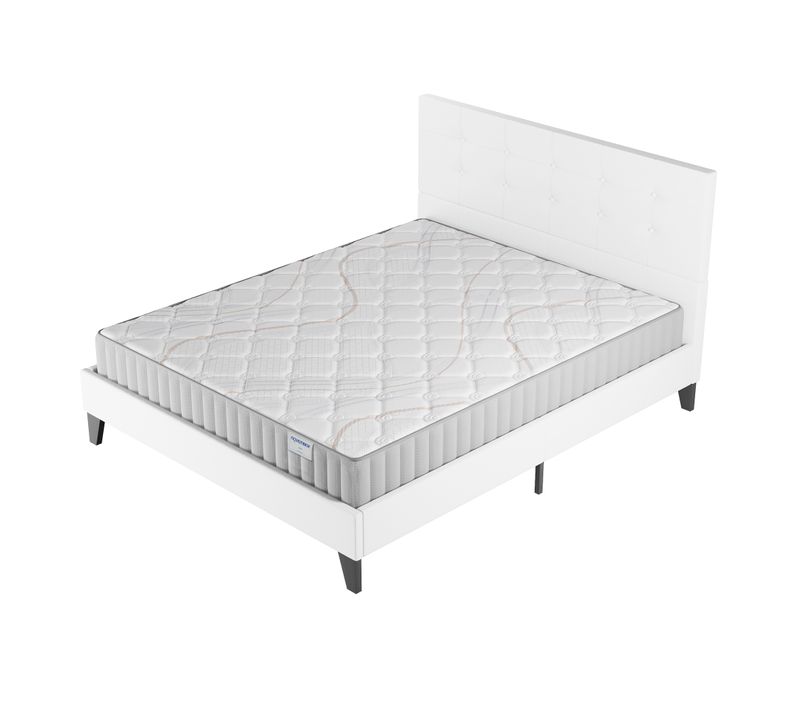 Ensemble 120x190 cm, lit avec tête de lit + matelas mousse, ép.22cm accueil latex