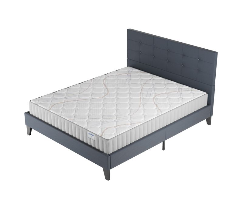 Ensemble 120x190 Cm, Lit Avec Tête De Lit + Matelas Mousse, Ép.22cm Accueil Latex