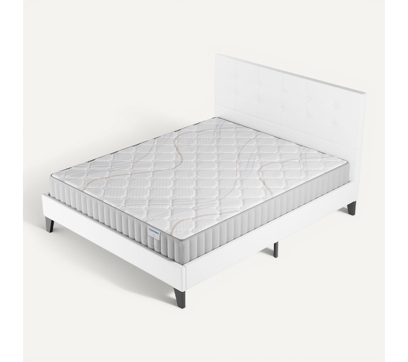 Ensemble 120x190 cm, lit avec tête de lit + matelas mousse, ép.16cm accueil latex