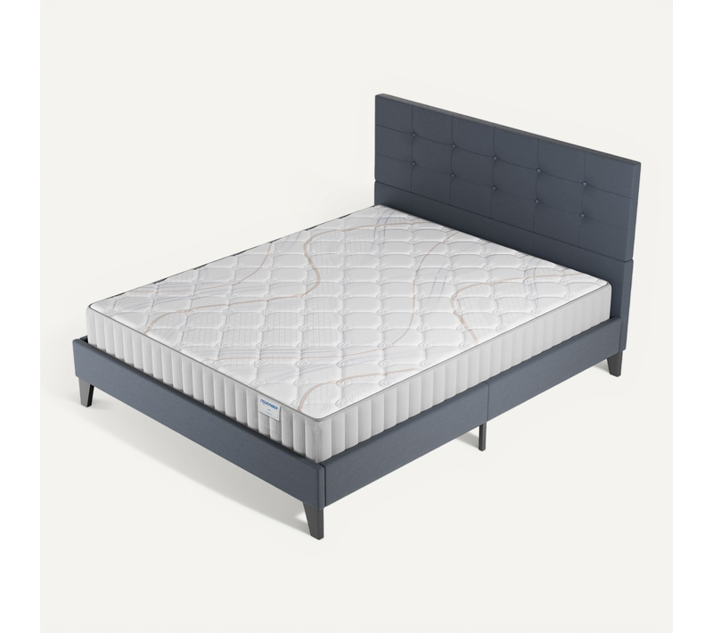 Ensemble 140x200 Cm, Lit Avec Tête De Lit + Matelas Mousse, Ép.16cm Accueil Latex