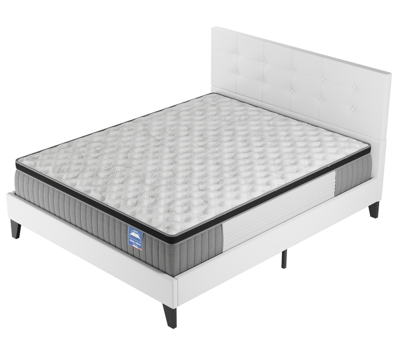 Ensemble 140x200 cm, Lit avec tête de lit + Matelas Ressorts Ensachés ép. 30cm à mémoire de forme