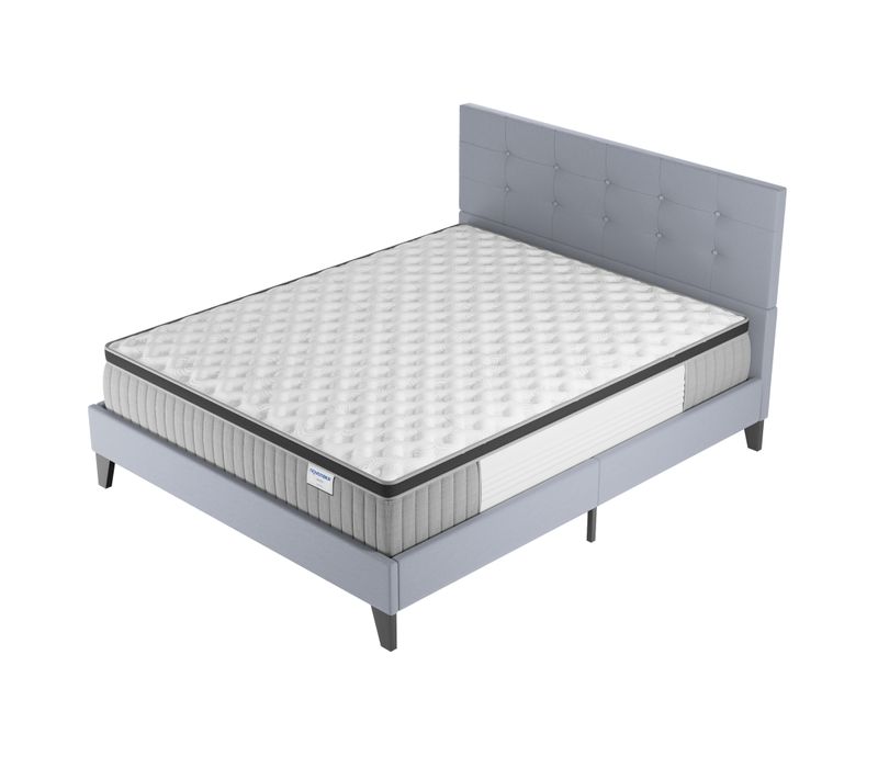 Ensemble 160x200 cm, Lit avec tête de lit + Matelas Ressorts Ensachés ép. 30cm à mémoire de forme