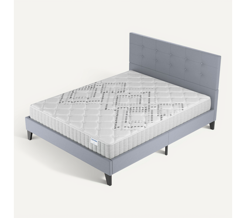 Ensemble 140x200 cm, lit avec tête de lit + matelas ressorts ensachés, ép.20cm accueil mousse HR
