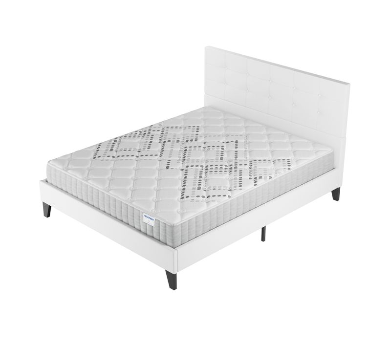 Ensemble 140x200 cm, lit avec tête de lit + matelas ressorts ensachés, ép.20cm accueil mousse HR