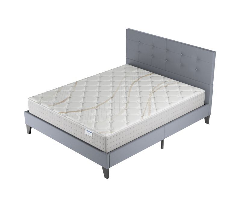 Ensemble 120x190 cm, lit avec tête de lit + matelas ressorts ensachés, ép.25cm accueil mousse HR