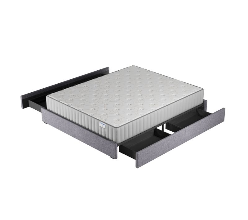 Ensemble 140x190 cm, Lit avec Tiroirs + Matelas mousse ép.16cm Accueil mémoire de forme