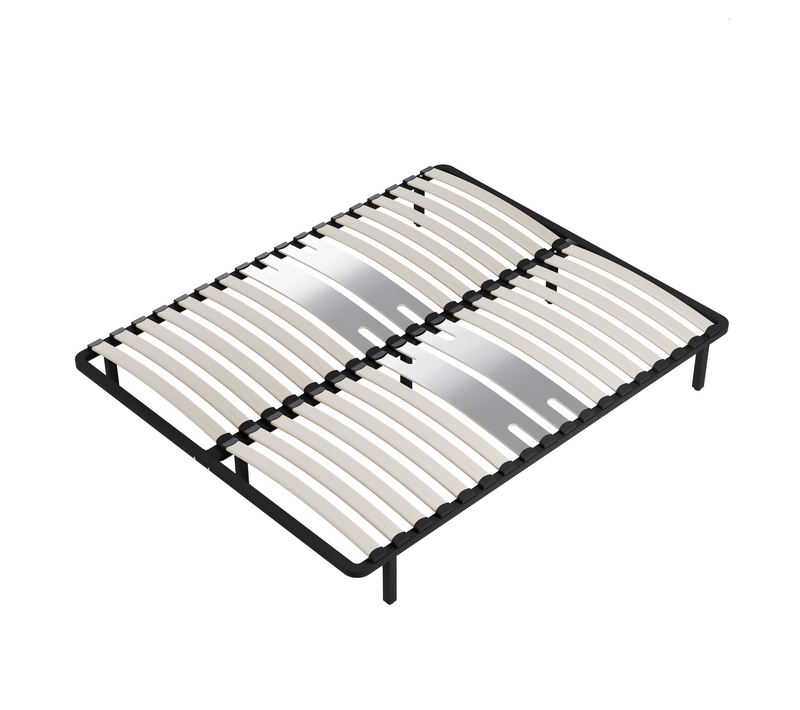 Sommier 140 X 190 Cm à Lattes En Bois - Renfort Lombaire - 7 Pieds – Résistant, Stable Et Durable