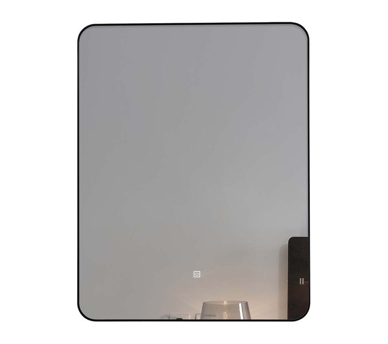 Miroir De Salle De Bain LED à Luminosité Variable 50x70cm Avec Cadre En Aluminium Noir