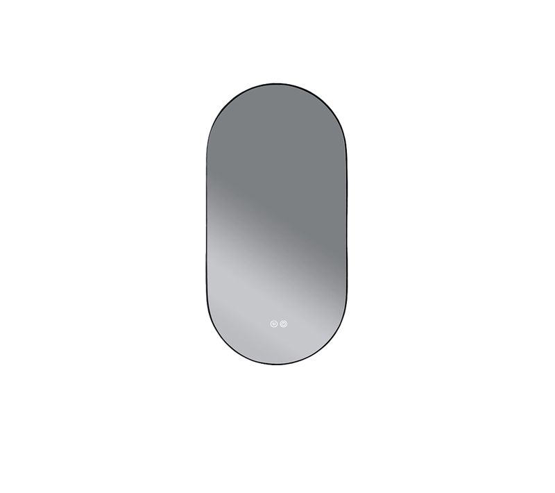 Miroir De Salle De Bain LED  45x90cm Ovale Anti Buée Avec Cadre Noir