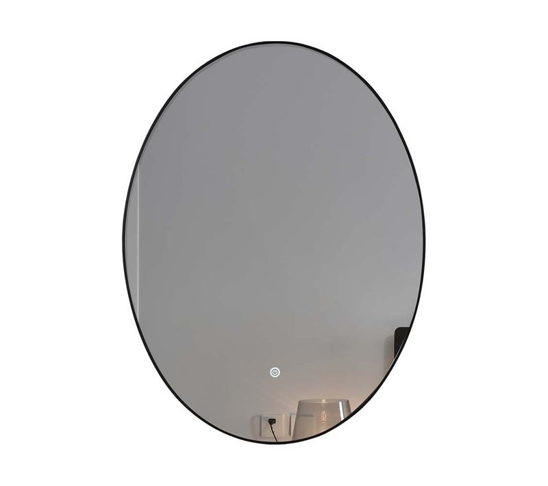 Miroir De Salle De Bain LED  60x80cm Ovale Anti Buée Avec Cadre Noir