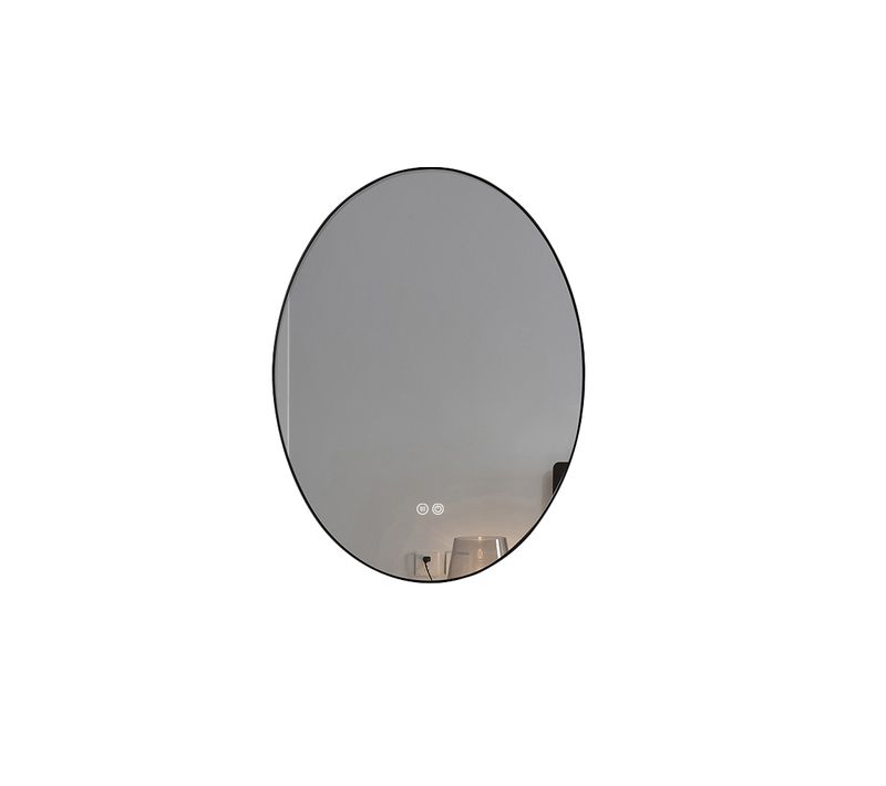Miroir De Salle De Bain LED 50x70cm Ovale Anti Buée Avec Cadre Noir
