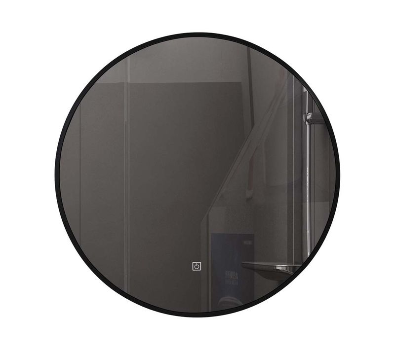 Miroir De Salle De Bain LED Rond 80cm à Avec Cardre En Aluminium Noir Lb-338080-80-80