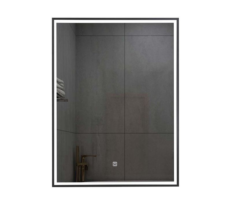 Miroir De Salle De Bain LED 60x80cm Avec Cadre En Aluminium Noir