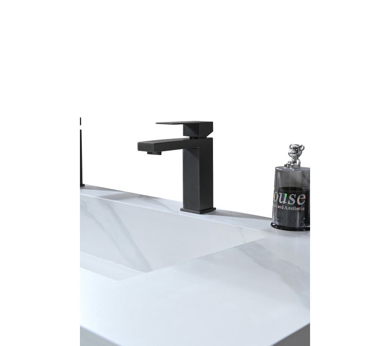 Robinet, Mitigeur De Lavabo Pour Salle De Bain Carré (gris Brossé)