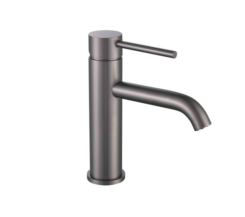Mitigeur, Robinet De Lavabo Pour Salle De Bain Rond Design Et Moderne (gris Brossé)