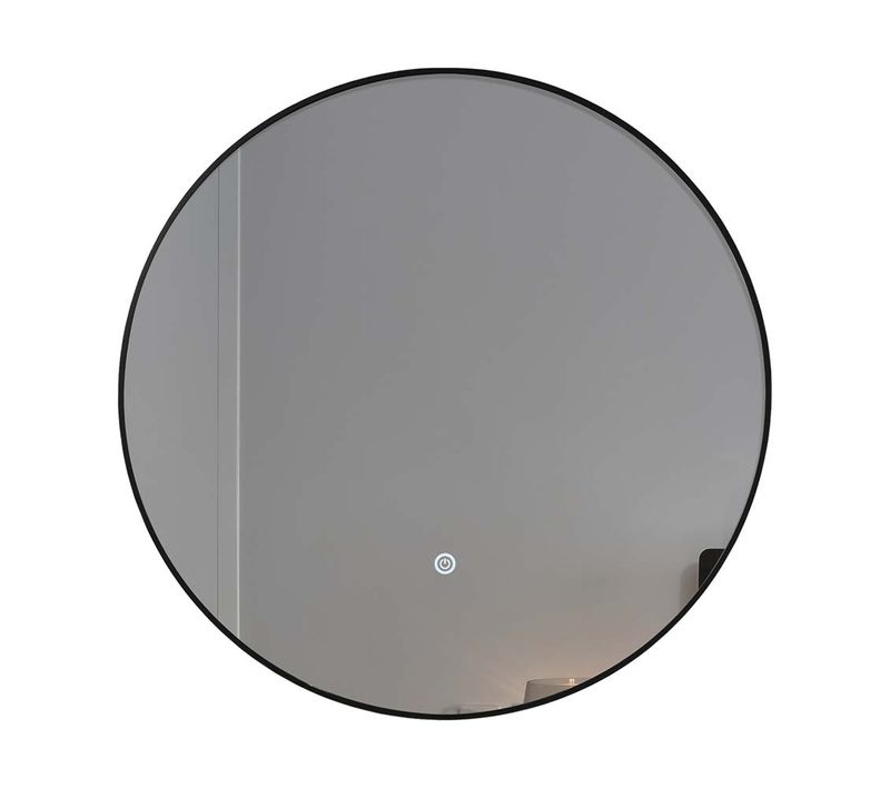 Miroir De Salle De Bain LED 60cm Rond à Luminosité Variable Avec Cadre En Aluminium Noir