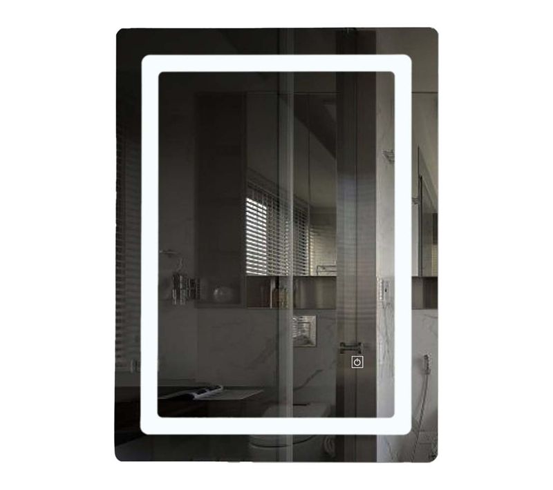 Miroir De Salle De Bain LED 50x70cm Rectangulaire à Luminosité Variable