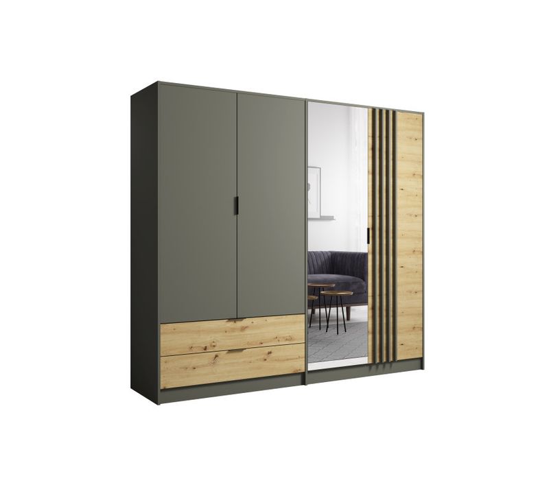Armoire 4 Portes Avec Miroir + 2 Tiroirs Rimini