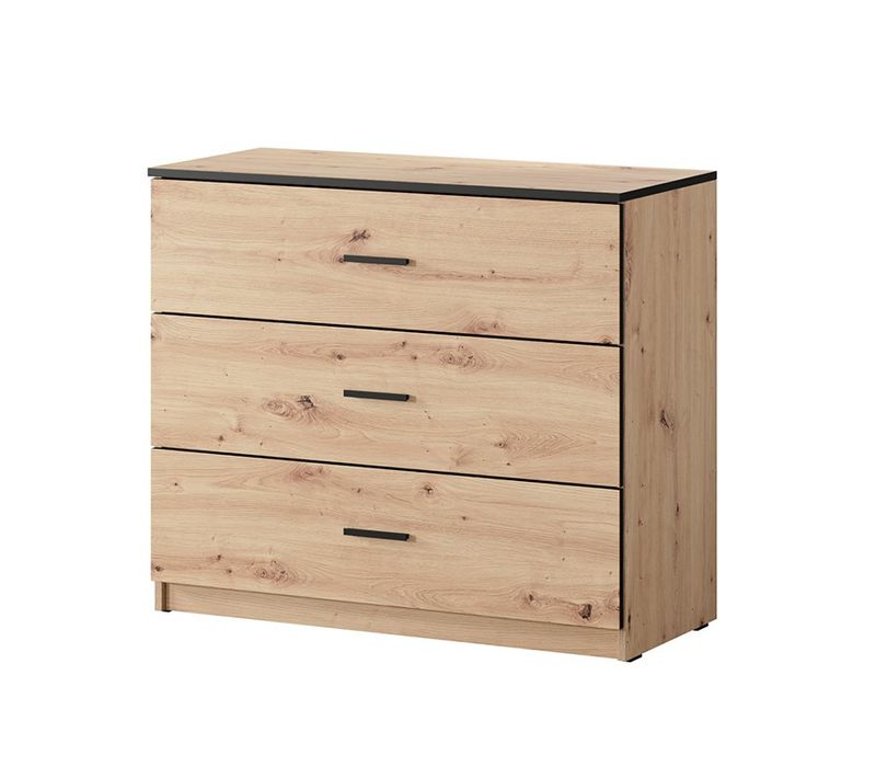 Commode 3 Tiroirs Nantes Noir Et Bois