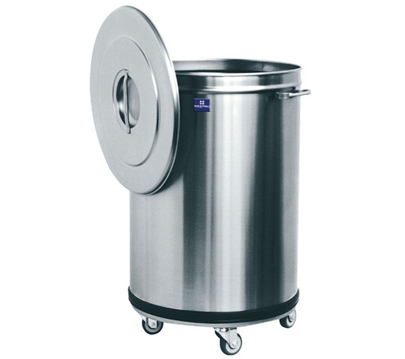 Poubelle En Inox Sur Roues 50 Litres -