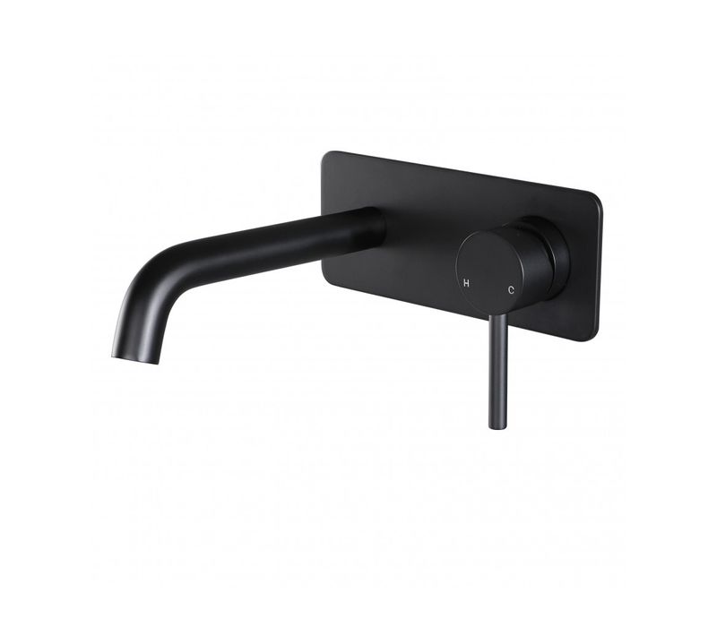 Robinet, Mitigeur De Lavabo Encastré Rond Design Noir Mat Pour Sallle De Bain