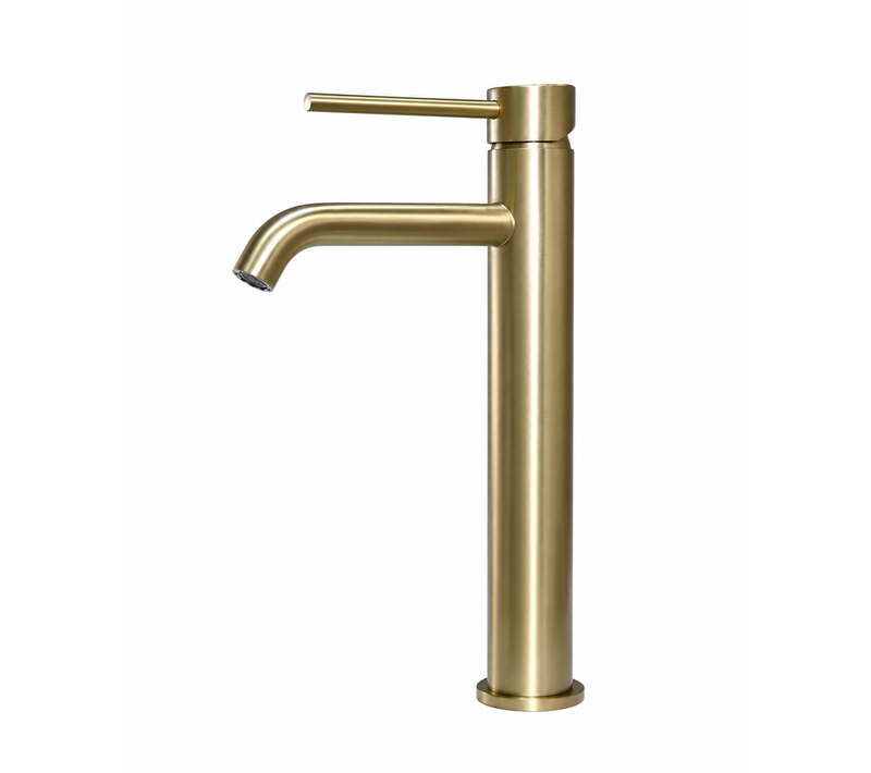 Grand Mitigeur, Robinet De Lavabo Pour Salle De Bain Réhaussé Design Et Moderne Doré