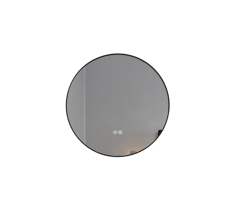 Miroir Salle De Bain LED Rond 90cm Anti Buée Avec Cadre Noir Lb-4647ba