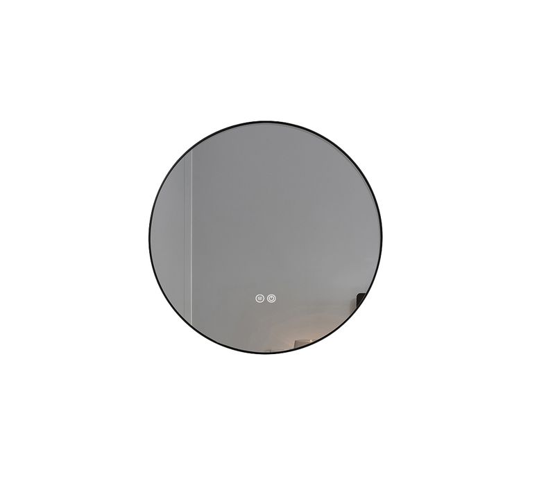 Miroir Salle De Bain LED Rond 60cm Anti Buée Avec Cadre Noir Lb-4647ba