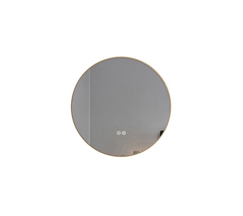 Miroir Salle De Bain LED Rond 90cm Anti Buée Avec Cadre Doré Lb-4647ga