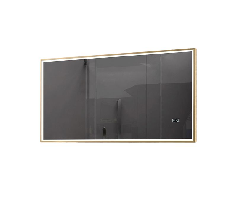 Miroir Salle De Bain LED 120x60cm Anti Buée Avec Cadre Doré Lb-126080g
