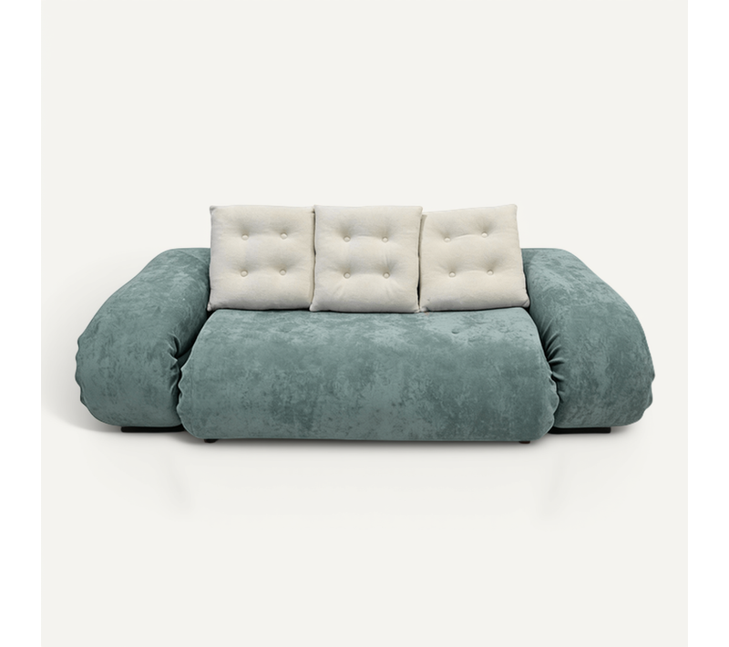 Canapé convertible Salon Modulable Dépliable Okoa 2 Places Vert Blanc