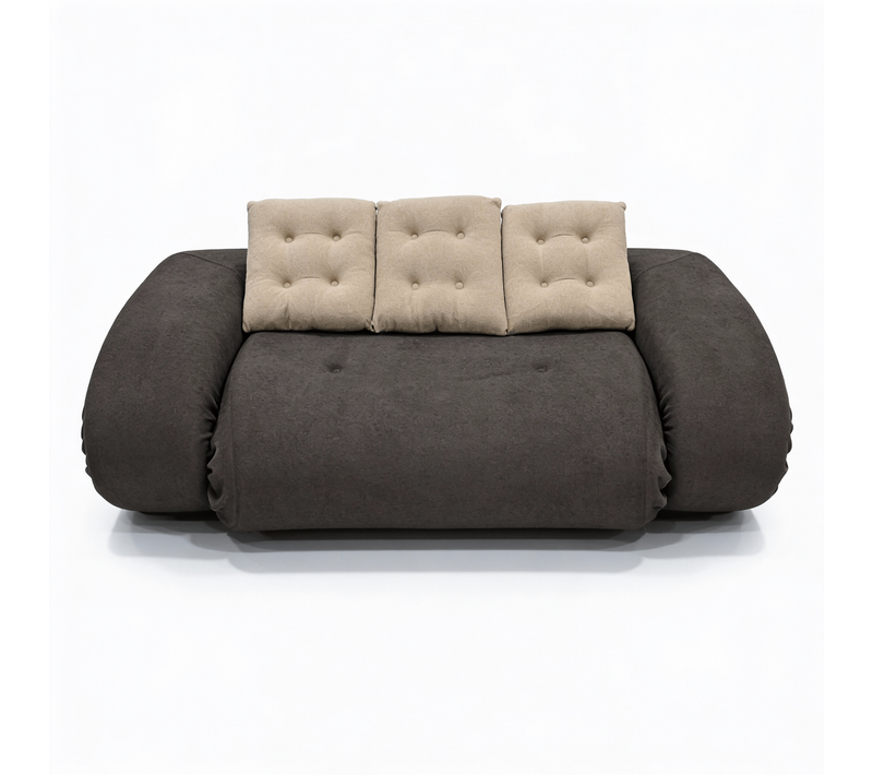 Canapé convertible Salon Modulable Dépliable Okoa 2 Places Marron Beige