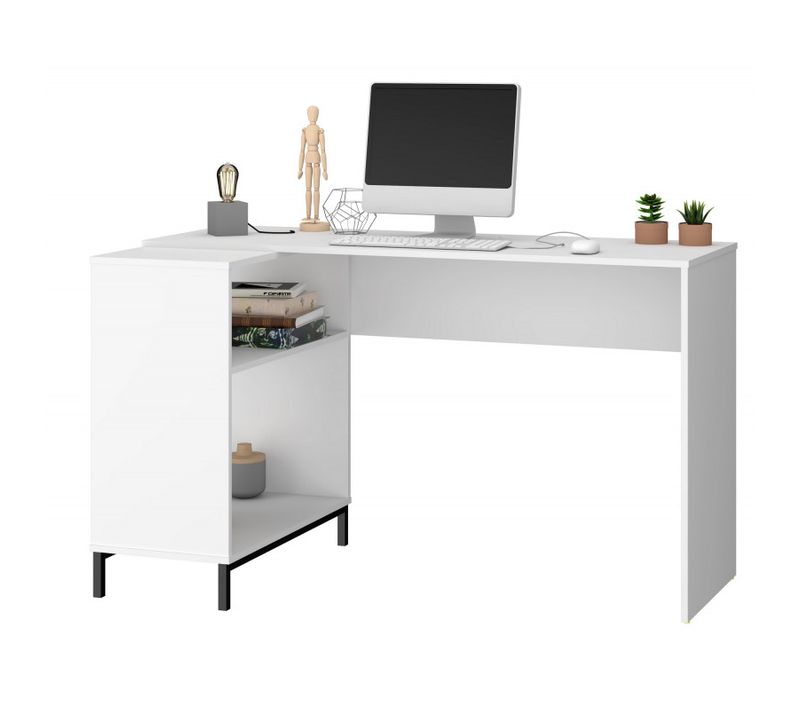 Bureau D'angle Blanc Et Meuble De Rangement 2 Niches