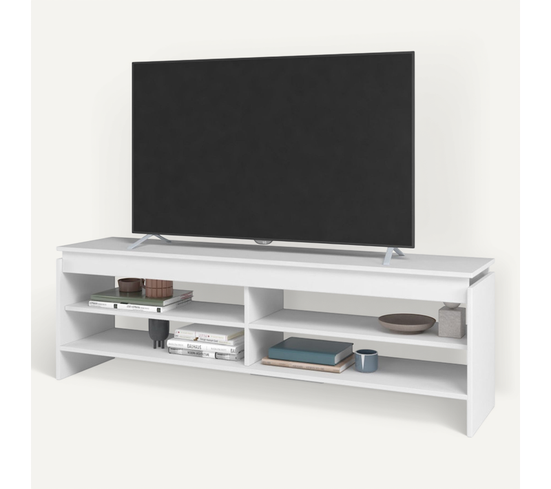 Meuble TV 65 Pouces Blanc 4 Niches 153 Cm
