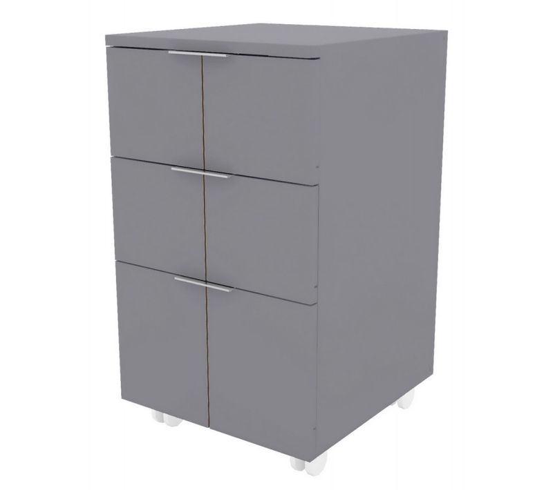 Caisson Roulant 3 Tiroirs Gris Mat 4 Roulettes L 36 H 64 P 36 Cm