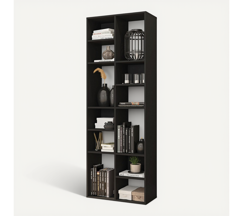 Bibliothèque Hauteur 176 Cm 12 Niches Noir