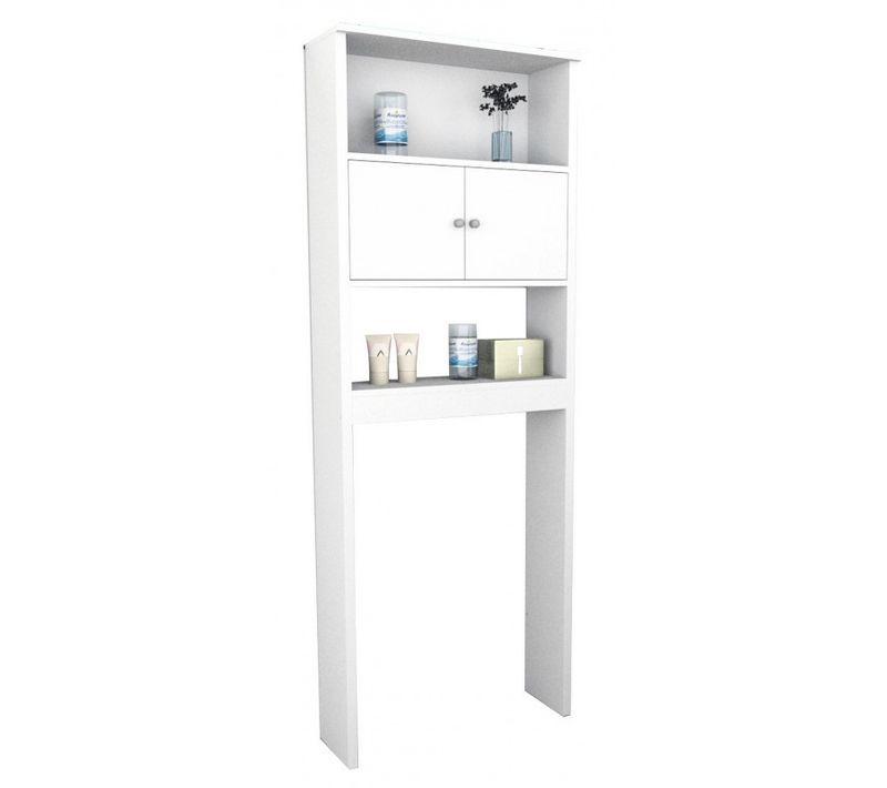 Armoire Wc 2 Portes Blanches 2 Niches L 65 H 175 P 22 Cm